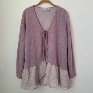 LOGO Lounge Purple Ruffle Cardigan Medium